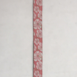 Roze met wit bloemetje 15mm      €  2,50 per meter