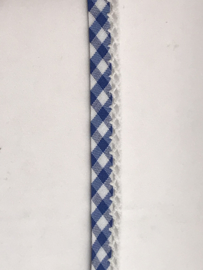 biaisband  met kantje  ruit donker blauw   /wit   €1,75 per meter