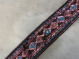 palletten band breed 50 mm breed licht roze /turquois