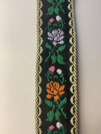band met bloem zwart , met oranje en lila bloemen