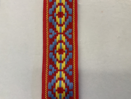 Indianen band rood met denim en geel € 2,95 per meter