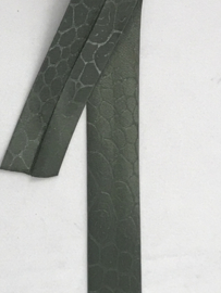 effen slangenprint  biaisband 20 mm  leger groen €1,95 per meter