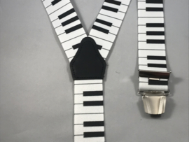 Bretels zware kwaliteit (3) clips piano wit /zwart