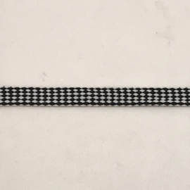 veter koord 10 mm €1,25 per meter wit/zwart schuin  geblokt