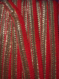 Band goud met rood 20 mm   € 2,95 per   meter