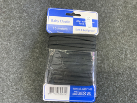 baby kleuter  elastiek  zwart 0.5cm   15   meter €6,95