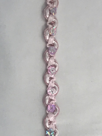 zigzag band met bloem palletjes baby roze   €1.25