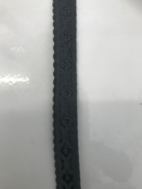 Dubbel Vouwtres met glans grijs met jacquard print   12  mm