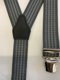 Bretels zware kwaliteit (3) clips grijs met witte strepen