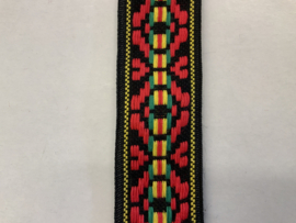 Indianen band zwart ,rood met groen en geel € 2,95 per meter