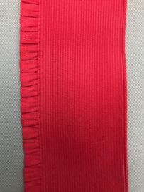 Elastiek uni kleuren 6   cm breed met ruche rood