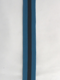 gestreept band  turquois /zwart/ turquois 20 mm €1,50