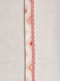 biaisband met roze  kantje  met met roze wit   €1,75 per meter