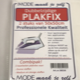 dubbelzijdig plakvlies2 x   50 x 50 cm plakfix. voor dunne stoffenen/ voor medium en dikke stoffen    € 7,50