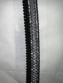 Band zilver  met zwart 20 mm   € 2,95 per   meter