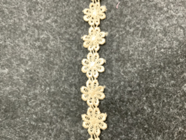 bloemenband  € 2,95 per meter licht beige
