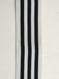 gestreept 4cm  extra zachte elastiek  wit / zwart