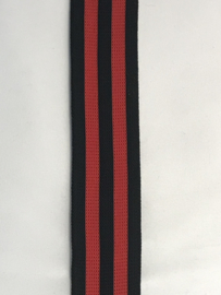 gestreept band zwart /rood/zwart 30mm  €1,75