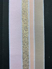 gestreept 4cm   Baby roze /goud  zachte elastiek