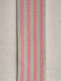 Tassenband katoen 4 cm breed ecru / licht roze