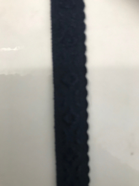 Dubbel Vouwtres met glans donker blauw met jacquard print   12  mm