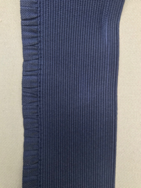 Elastiek uni kleuren 6   cm breed met ruche donker blauw