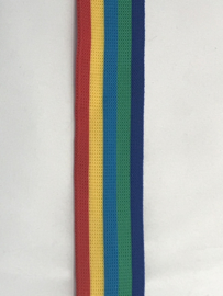 gestreept band kobalt/groen/ turquois /geel  / rood  30mm  €1,75