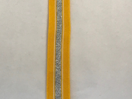 gestreept band    Geel /zilver      25 mm    € 2,50 per meter