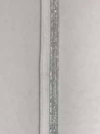 Elastisch  tresband  wol/ wit      zilver      15 mm