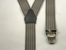 Bretels zware kwaliteit (3) clips leger groen  met  4 beige strepen