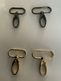 musketon haak 30mm en 40mm goud en oud zilver