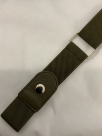 Elastische riem legergroen zonder gesp  € 8,00