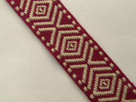 tassenband ,  jacquard 38mm breed.fuchsia /ecru