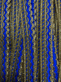 Band goud met kobalt blauw 18 mm   € 2,95 per meter.