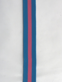 gestreept band  turquois/ fuchsia / turquois 20 mm €1,50