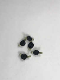 losse bloemtjes klein    zwart   met  groen blaadje € 1,50
