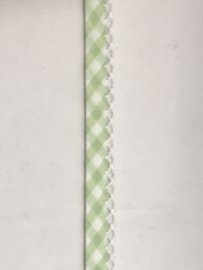 biaisband  met kantje  ruit lime   /wit   €1,75 per meter