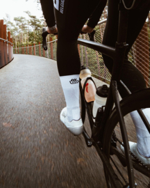 Hoge witte fietssokken 'Coffee ride'