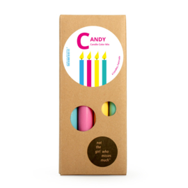 SET VAN 4 KAARSEN CANDY COLOR MIX
