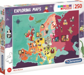 Exploring Maps - Clementoni Supercolor Puzzel - 250 Stukjes