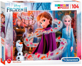 Disney Frozen II - Clementoni Glitter Effect Supercolor Puzzel - 104 Stukjes