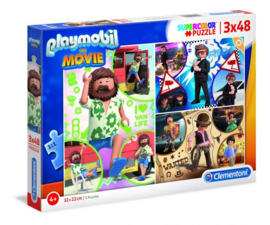 Playmobil The Movie - Clementoni Supercolor Puzzel - 3 x 48 Stukjes