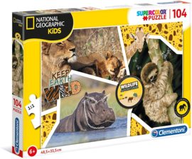 National Geographic Wildlife Puzzel - Clementoni Supercolor - 104 Stukjes