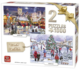 Winter Fair & Winter Fun - 2 in 1 Puzzel - King Winter Collection - 2 x 1000 Stukjes