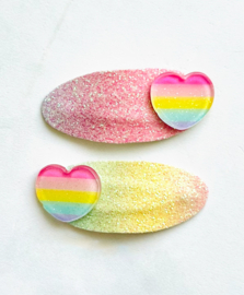 Rainbow Hearts glitter set van 2