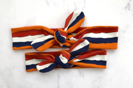 Knoophaarband Rood wit blauw