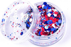 Chunky glitter Rood, wit, blauw