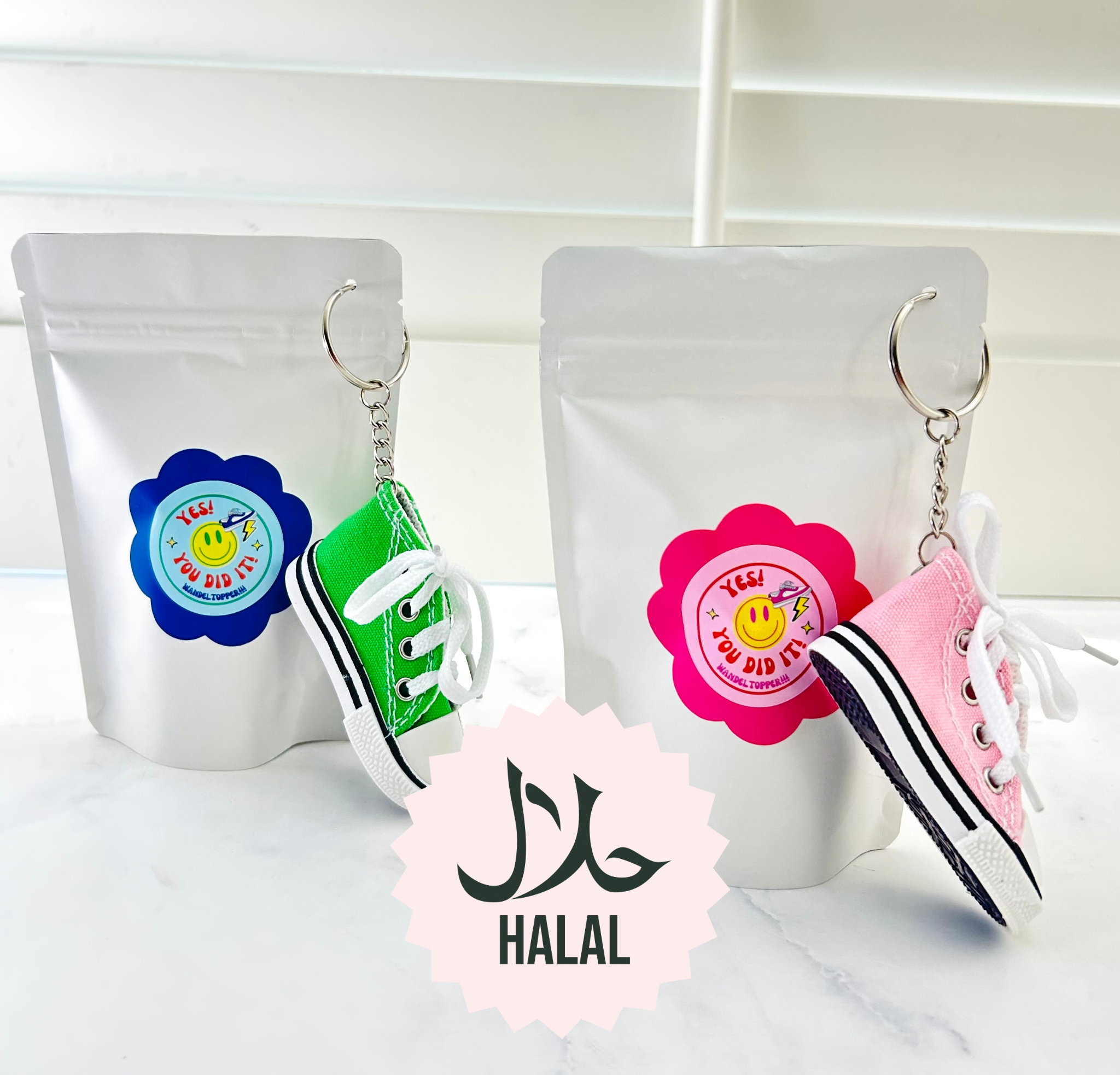 Wandeltopper snoepzakje met sleutelhanger Halal