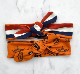 Knoophaarband Rood wit blauw