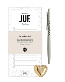 Cadeauset Juf  wit/goud